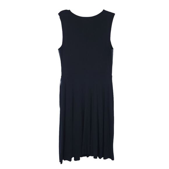 Bailey 44 Black Dress Small Faux Leather, Fit and Flare, Sleeveless, Front Tie - Picture 2 of 6